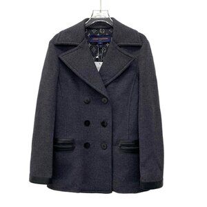 Louis Vuitton Dark Gray Logo-Monogram Wool Double-Breasted Coat